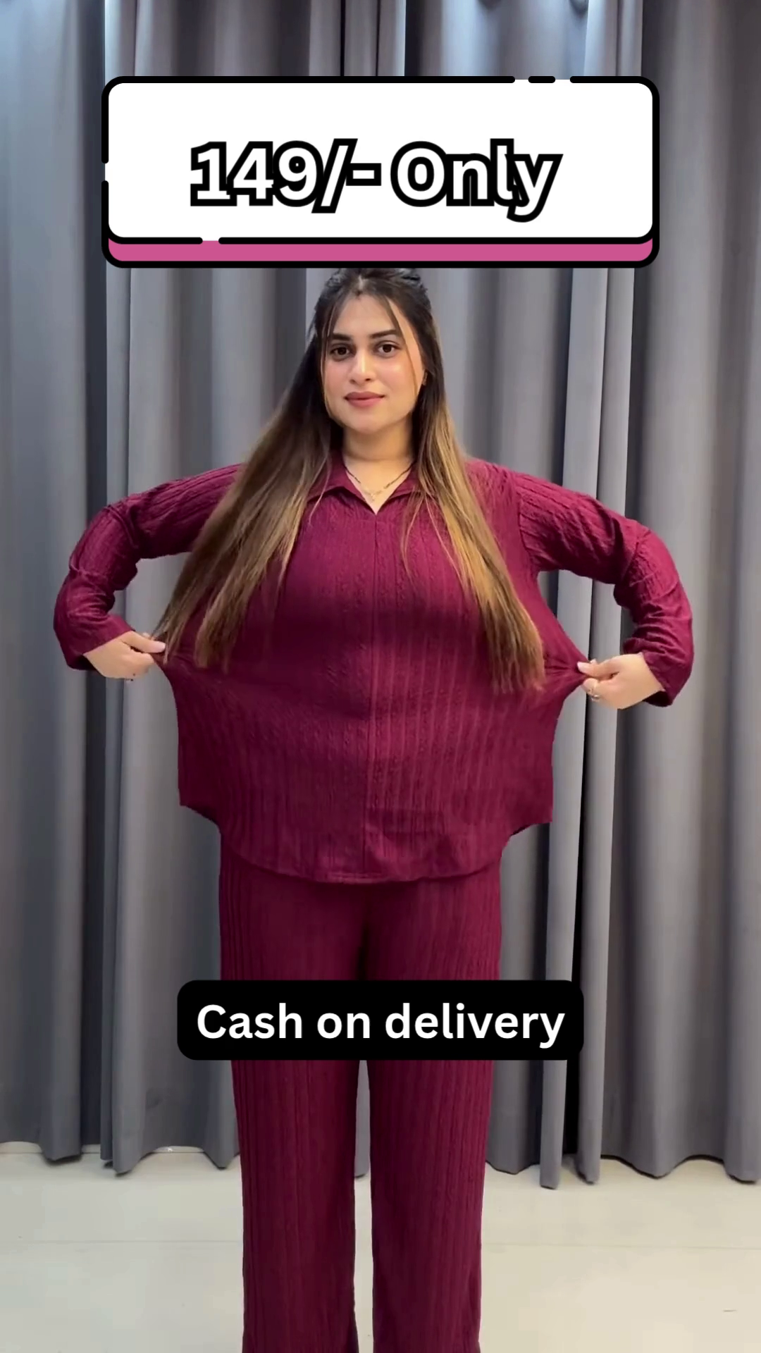 Women’s Maroon Belted Kurti with Matching Straight Pants – Casual Ethnicwear with Layered Elegance