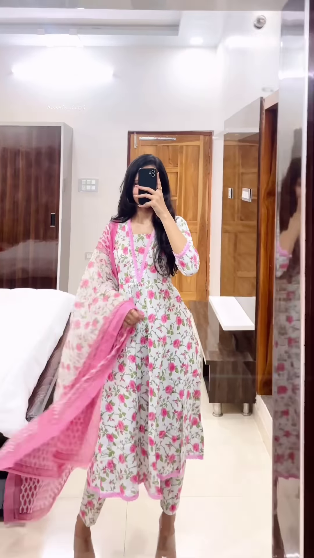 Women’s Yellow Floral Printed Kurti with Red Neckline Border – Ethnic Everyday Ensemble with Seasonal Charm