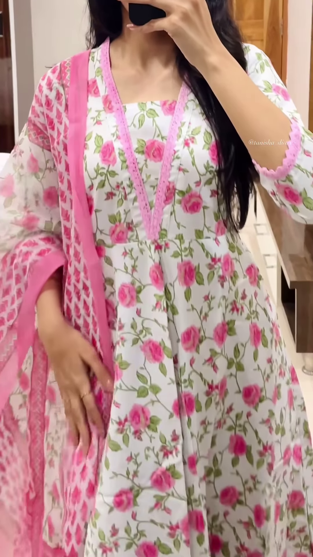 Women’s Yellow Floral Printed Kurti with Red Neckline Border – Ethnic Everyday Ensemble with Seasonal Charm