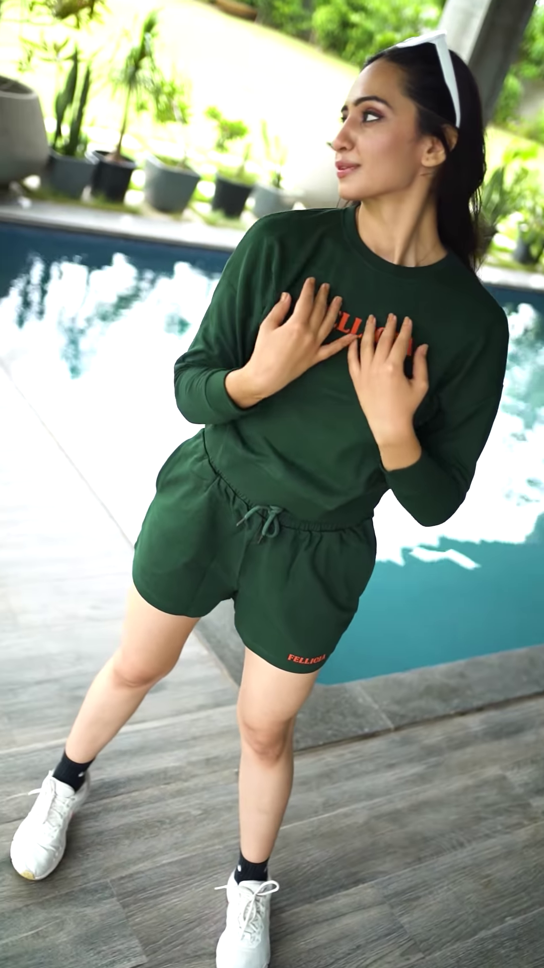 Unisex Bright Pink Tracksuit with Drawstring Joggers & Printed Sweatshirt – Casual Athleisure Set Styled with White Sneakers