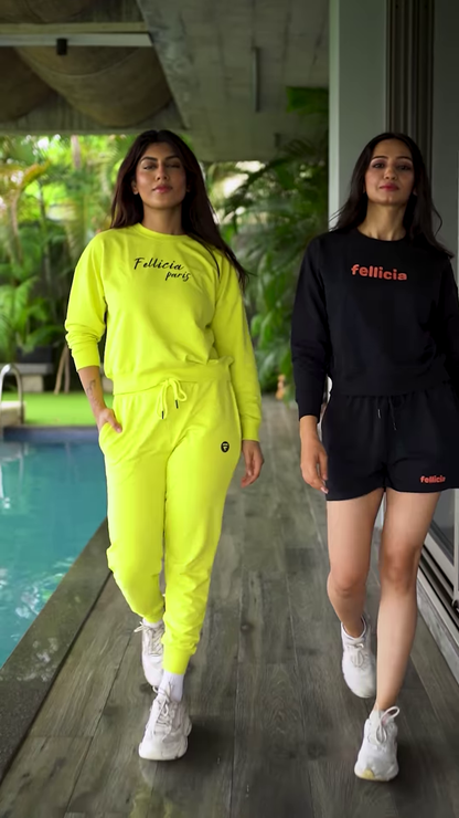 Unisex Bright Pink Tracksuit with Drawstring Joggers & Printed Sweatshirt – Casual Athleisure Set Styled with White Sneakers