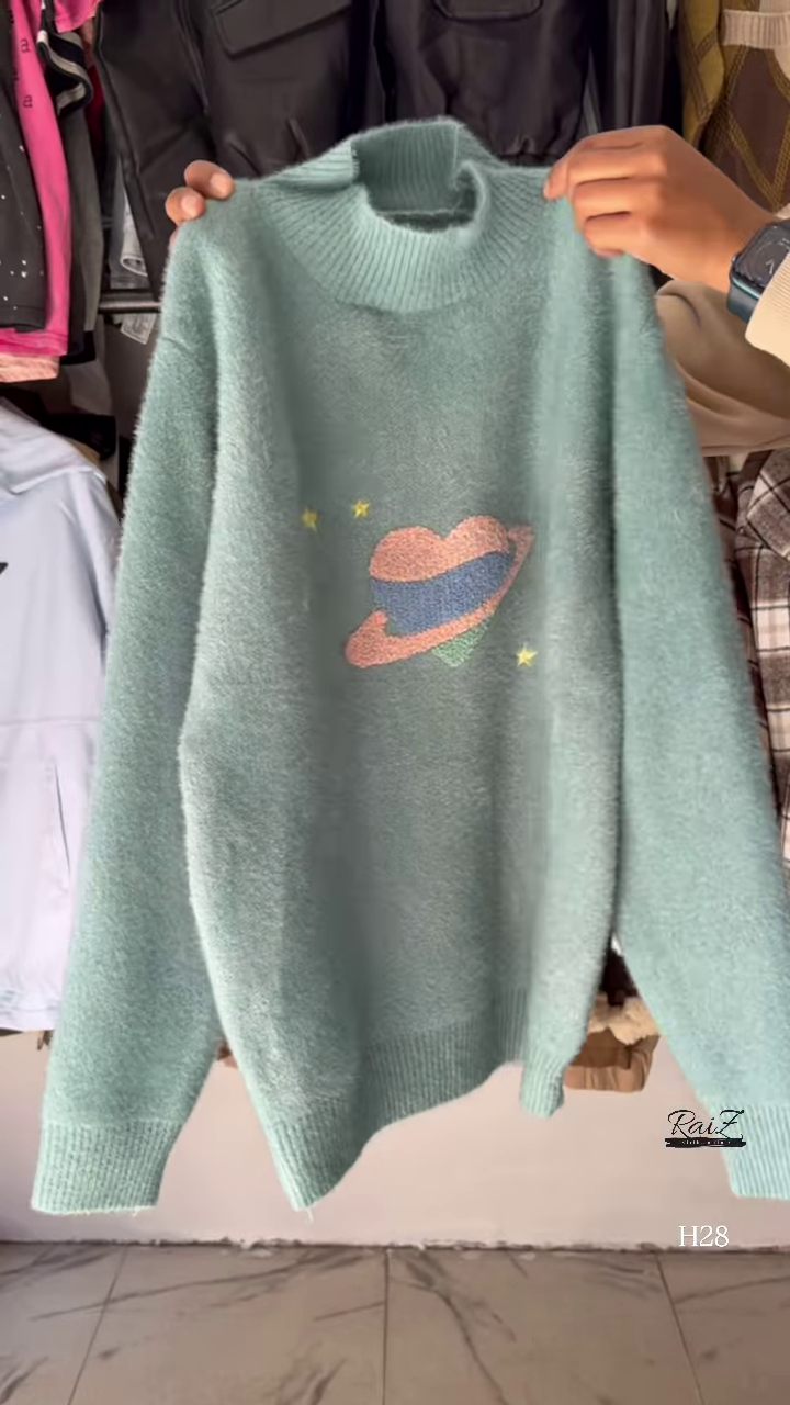 Fuzzy Space Planet Sweater – Whimsical, Soft, and Out-of-This-World Cozy 🌈🪐