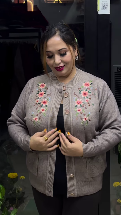 Embroidered Floral Cardigan – Elegant Warmth with Everyday Comfort 🌸🧥