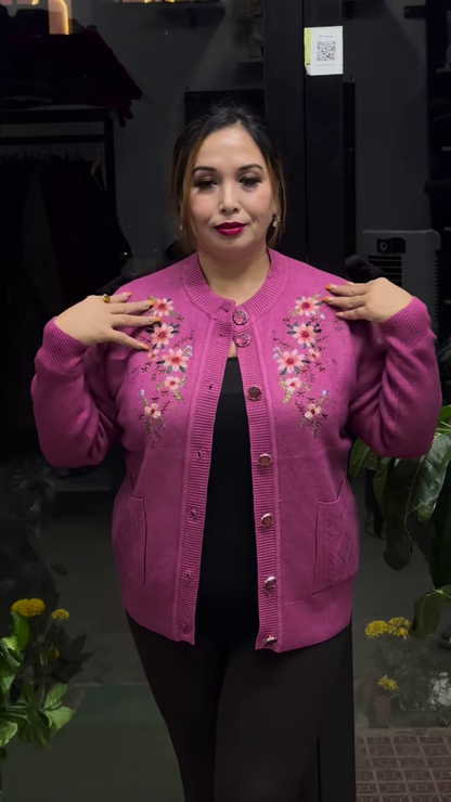 Embroidered Floral Cardigan – Elegant Warmth with Everyday Comfort 🌸🧥