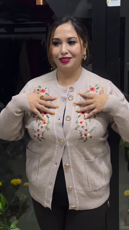 Embroidered Floral Cardigan – Elegant Warmth with Everyday Comfort 🌸🧥