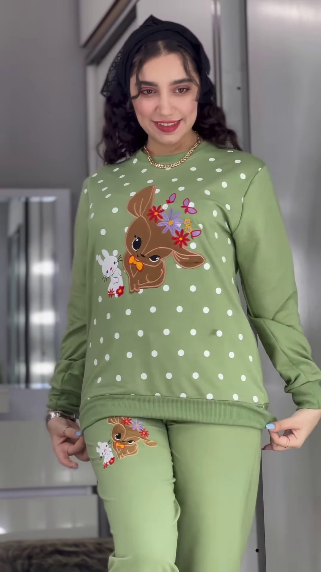 Polka Bunny Cozy Tracksuit – Cute Embroidery, Soft Warmth, All‑Day Comfort 🐰