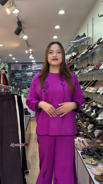 Floral Print Sweatshirt & Jogger Co-ord Set 🌸 Available in Light Pink, Purple & Black