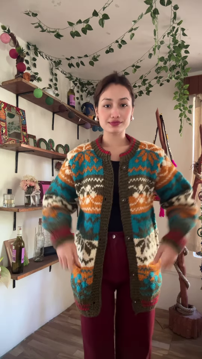 Multicolor Knitted Cardigan & Jogger Set 🎨 Boho-Chic Comfortwear