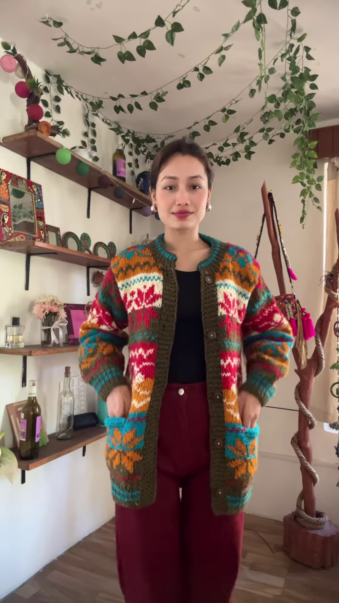 Multicolor Knitted Cardigan & Jogger Set 🎨 Boho-Chic Comfortwear