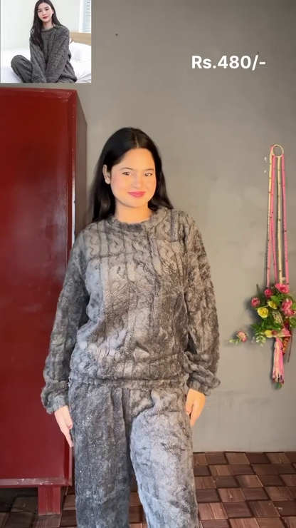 Plush Teddy Embroidery Nightwear Set – Soft, Snuggly Lounge Comfort for All Ages 🧸✨