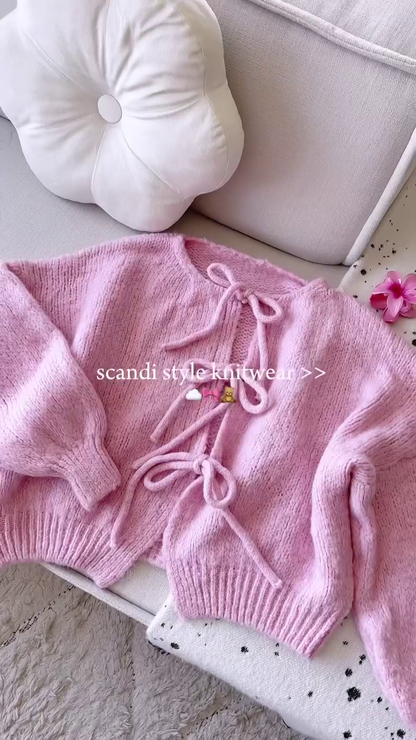 Scandi-Style Knitwear Stack 🧶 Ribbed Cardigans & Striped Sweaters – Pink, Grey, Navy & More