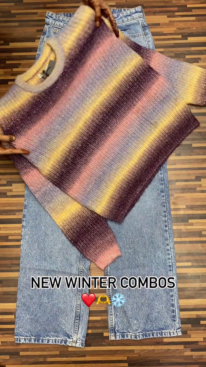 Winter Knitwear Combos ❄️ Cozy Sweaters with White & Black Pants – Floral, Wavy & Geometric Styles