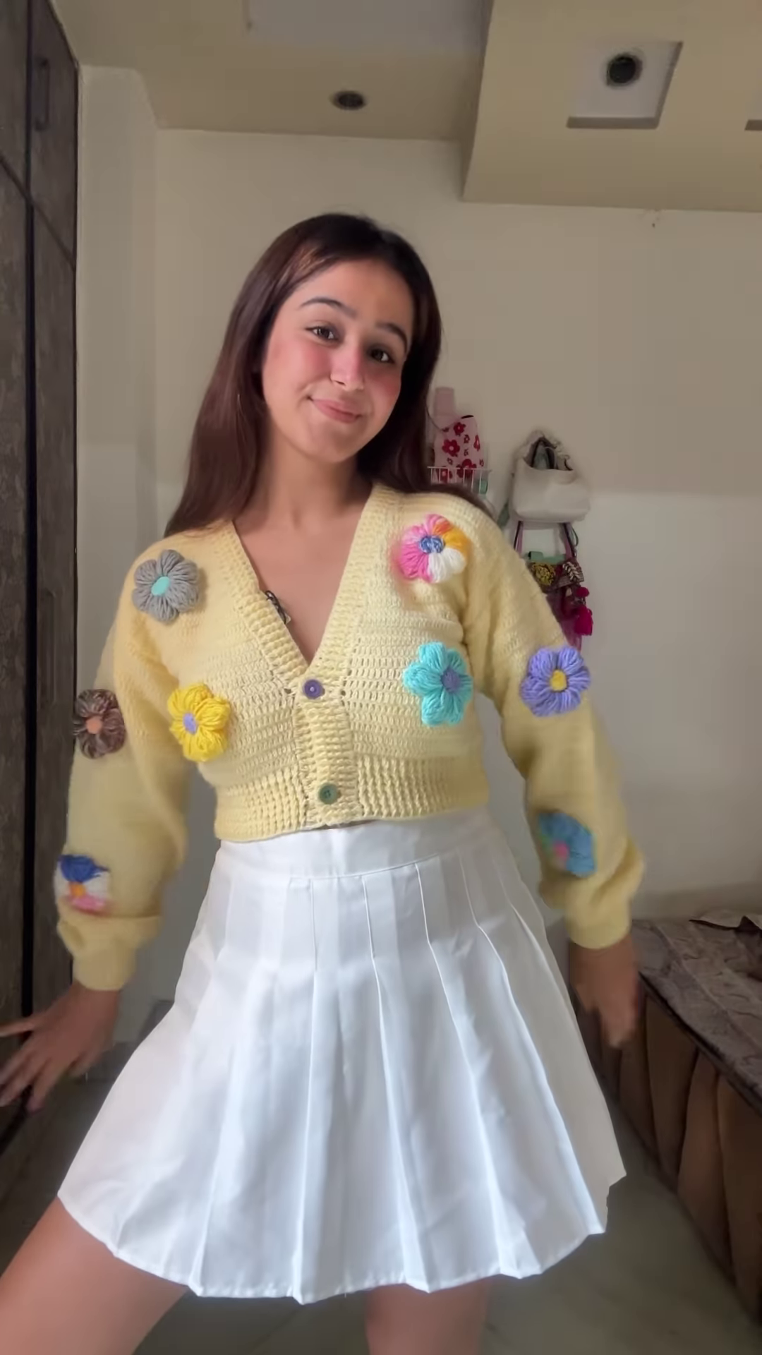 Playful Embroidered Knit Cardigans 🧶🌈🍒 – Cherry, Rainbow & Floral Variants