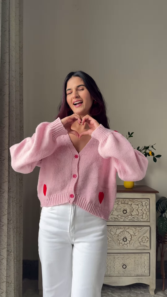 Heart & Ribbon Knitwear Collection 🧶💗 With Embroidery & Bow Accents – Pink & Cream Variants