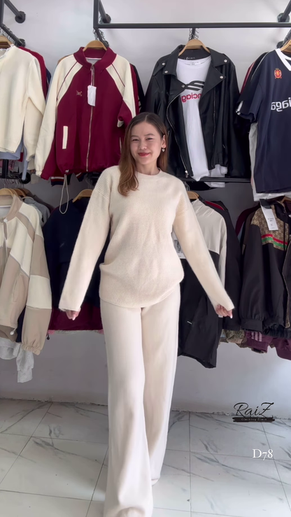 Knit Co-ord Sets 🧶🌾 With Sweater & Wide-Leg Pants – Yellow, Mustard & Brown Variants