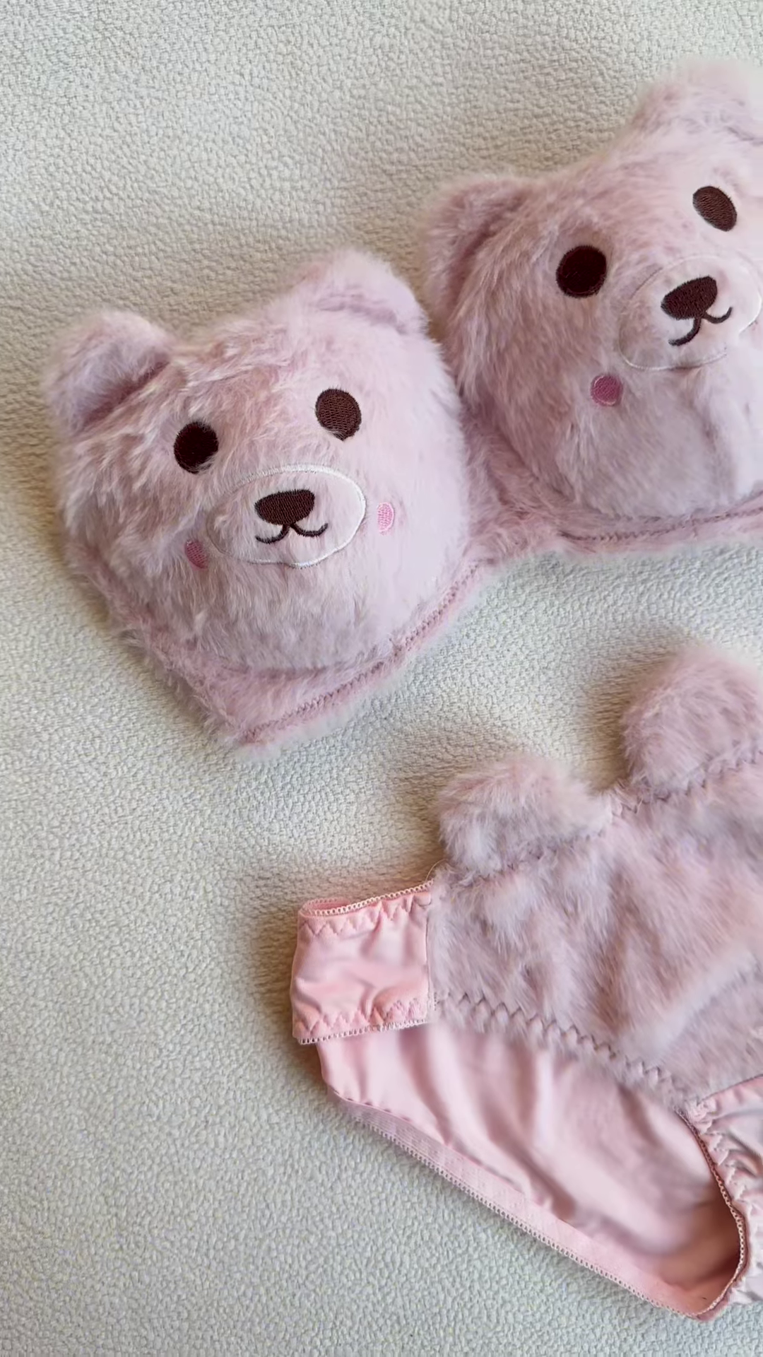 Teddy-Inspired Plushwear 🧸💕 With Embroidered Faces & Furry Textures – Novelty Set + Display Props