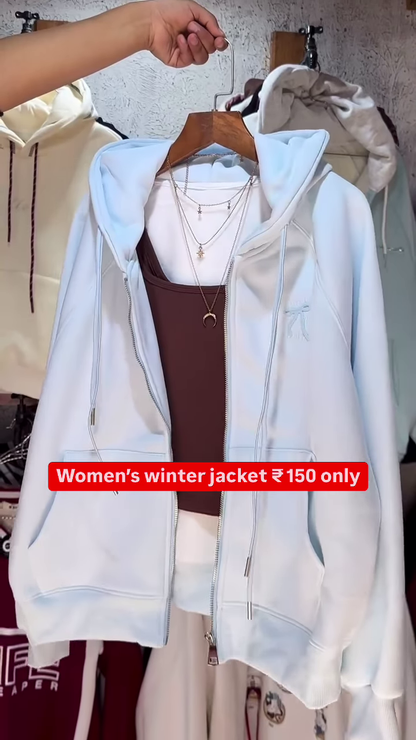 Women’s Hooded Winter Jackets 🧥❄️ – Soft Padded Layers in Gray, Pink & Blue Variants