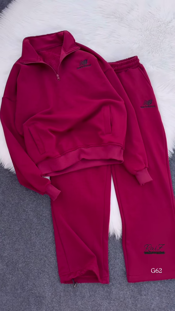 Zip-Up Tracksuit Sets 🧥👖 – Coordinated Sweatshirt & Jogger Combos in Grey, Red & Beige Variants