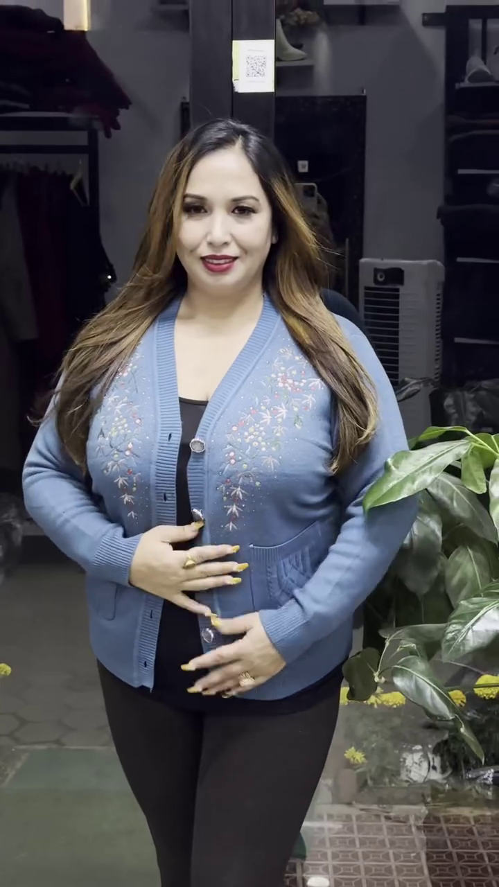 Floral V-Neck Knit Cardigans 🌸🧥 – Purple, Black & Beige Variants with Button Closure & Boutique Styling