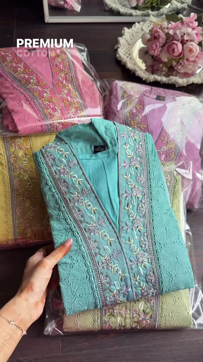 Premium Cotton Chiffon Pakistani Suit in Pink – Embroidered Ethnicwear Set for Women