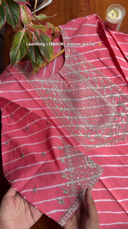 Turquoise Embroidered Kurta with Silver & Pink Detailing – Shravan Special Ethnicwear