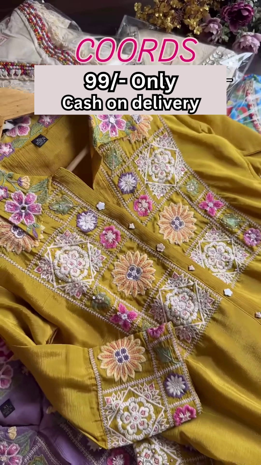 Purple Multicolor Embroidered Coord Set – Affordable Ethnicwear with Cash on Delivery
