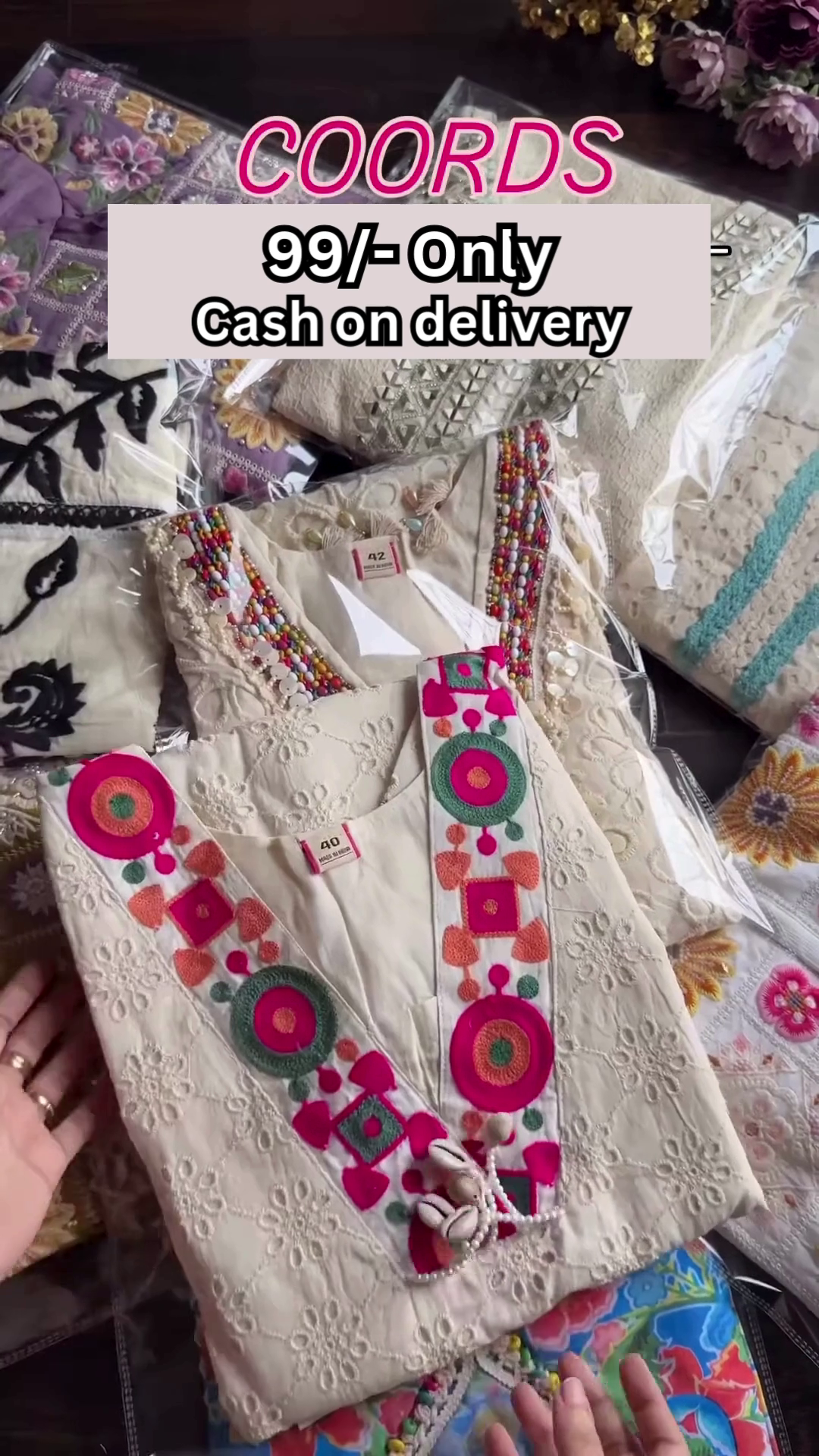 Purple Multicolor Embroidered Coord Set – Affordable Ethnicwear with Cash on Delivery