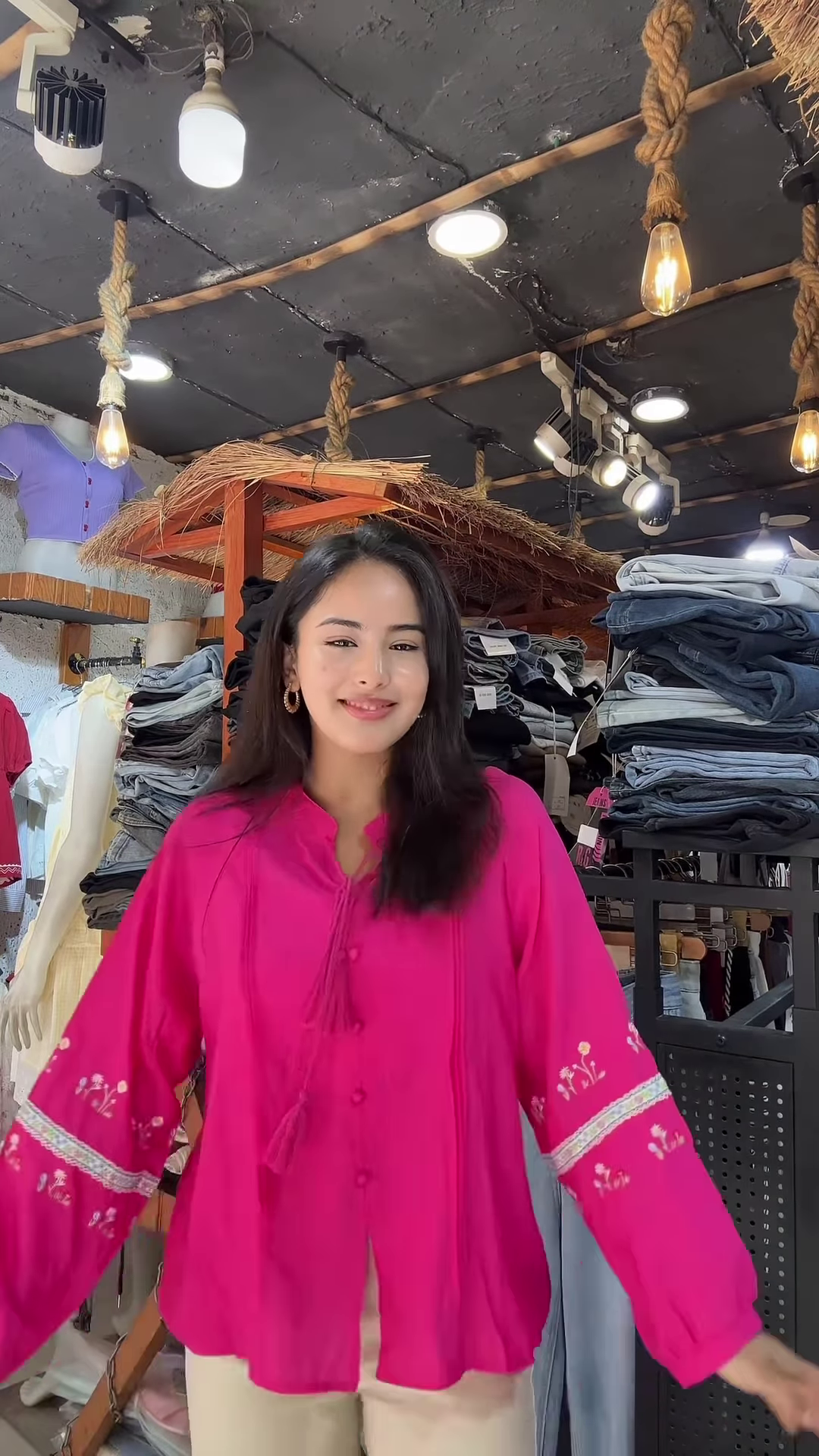 Light Embroidered Blouse with Tassel Sleeves – Casual Chic Top for Women