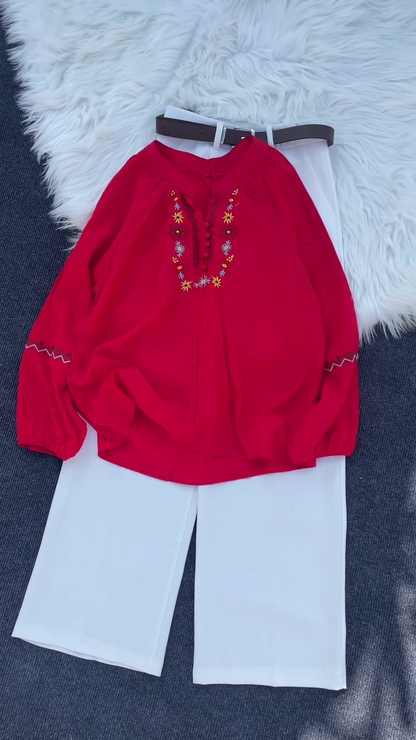 Multicolor Floral Embroidered Shirt Collection – Casual Ethnic Tops for Women