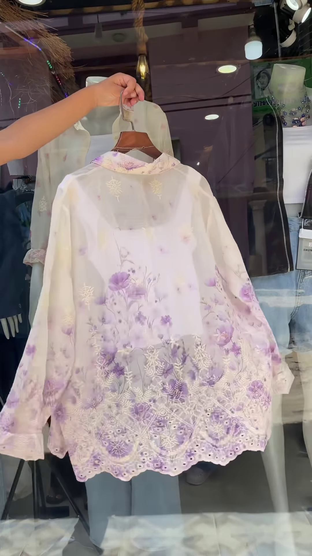 Sheer Floral Lace Blouse in Pink & White – Layered Casualwear for Women