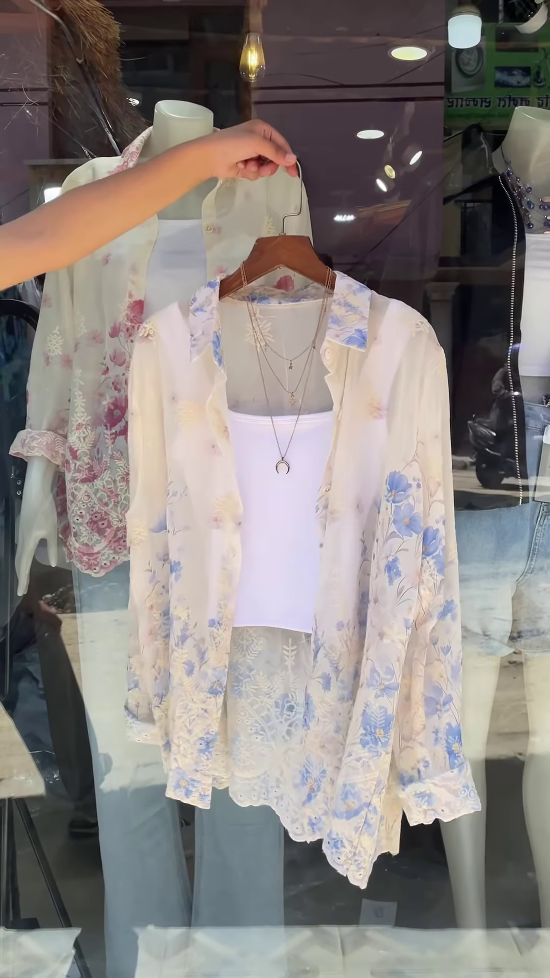 Sheer Floral Lace Blouse in Pink & White – Layered Casualwear for Women