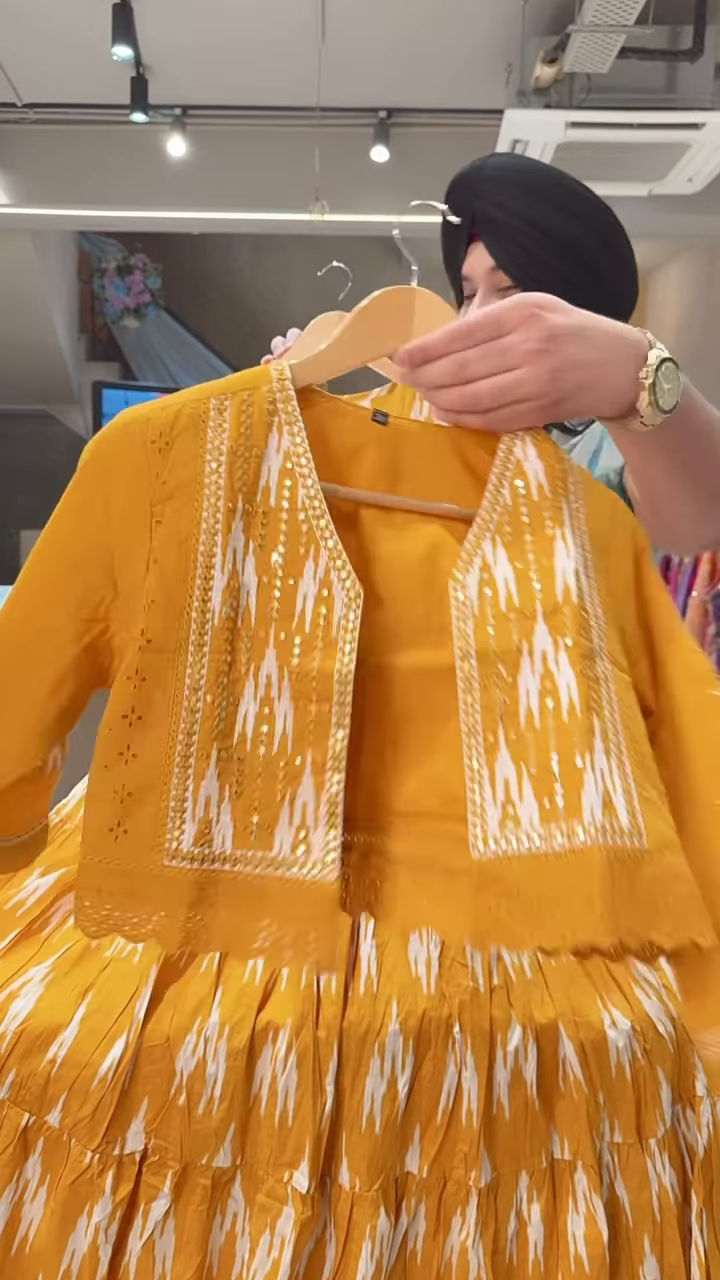 Floral Printed Light Base Dress with Matching Blue Embroidered Jacket for Women