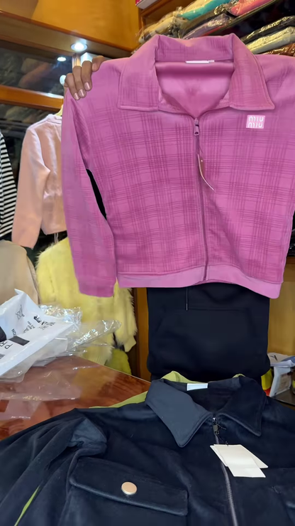 Multicolor Zip-Up Collared Jackets for Women – Set of Five with Front Zipper Closure