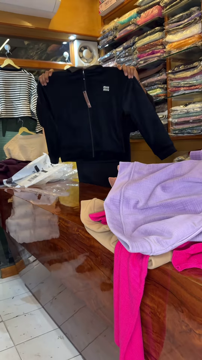 Multicolor Zip-Up Collared Jackets for Women – Set of Five with Front Zipper Closure