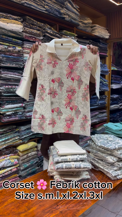 Floral Printed Cotton Corset Top for Women – Available in Multiple Sizes