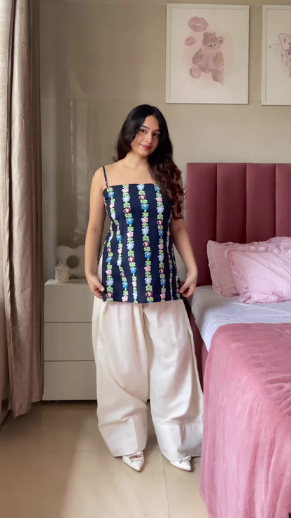 Pink Floral Printed Top with Light Blue Jeans – Casual Ethnic Fusion Wear for Women