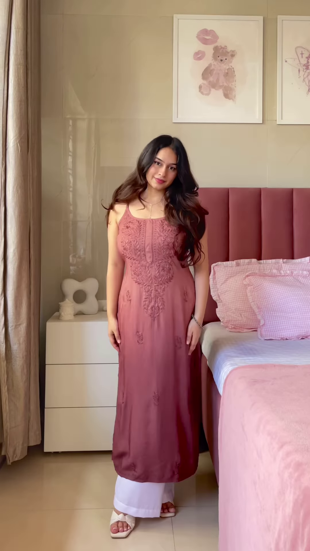 Purple Floral Embroidered Tunic with Light Blue Pants – Elegant Ethnic Co-Ord Set for Women