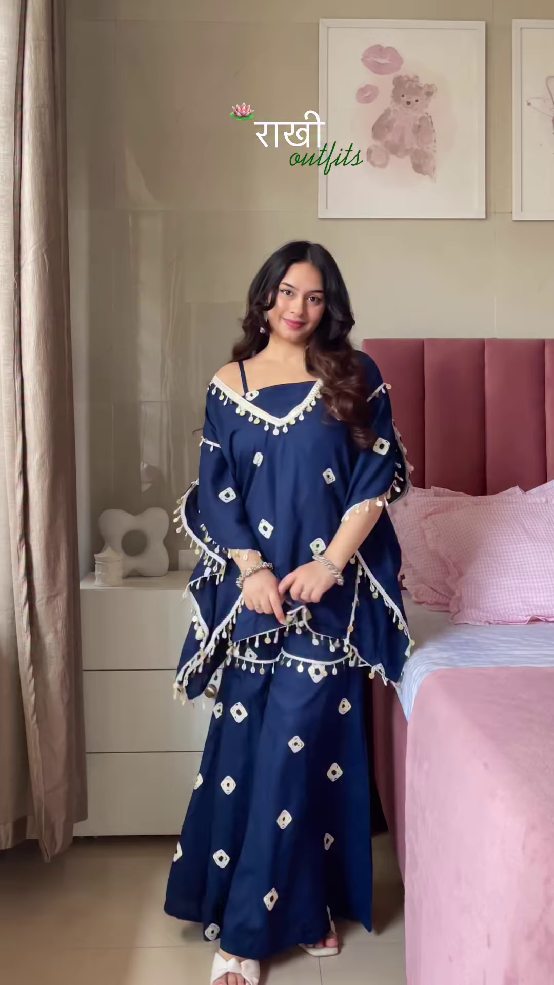 Shiny Pink Off-Shoulder Top & Skirt Set – Tassel-Trimmed Ethnic Partywear for Women