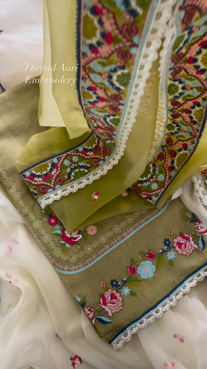 Exquisite Aari Embroidery Suit Set