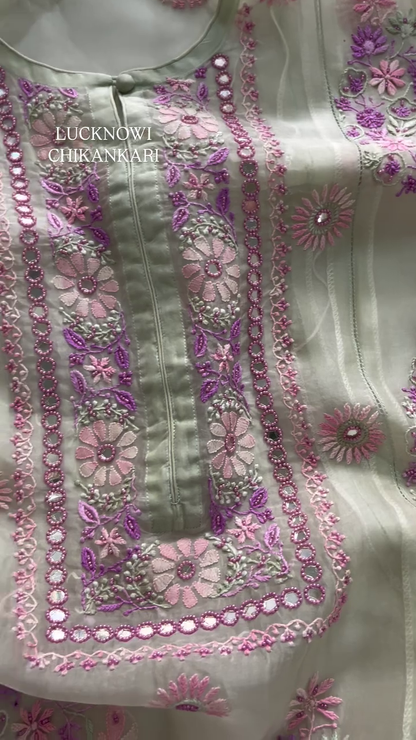 Elegant Chikankari Kurta with Mirror Work