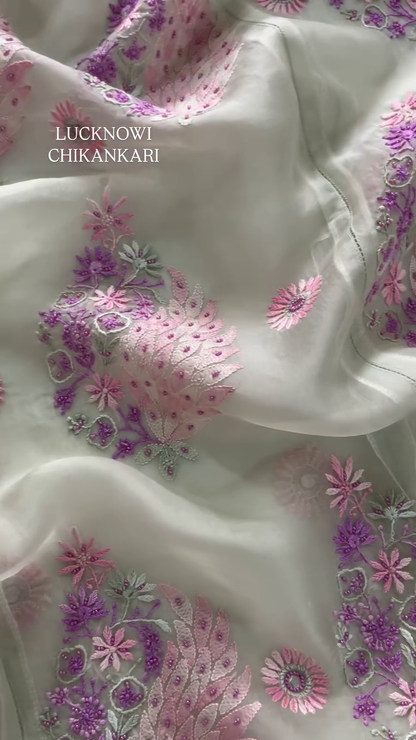Elegant Chikankari Kurta with Mirror Work