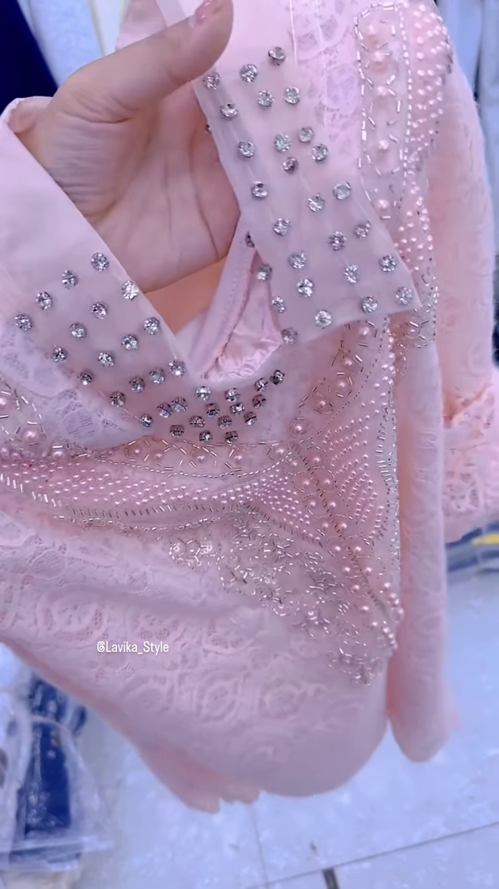 Exquisite Embellished Blouse with Lace and Pearl Detailing