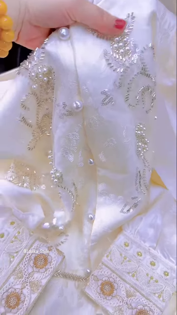 Exquisite Silk and Brocade Top with Pearl and Sequin Embellishments