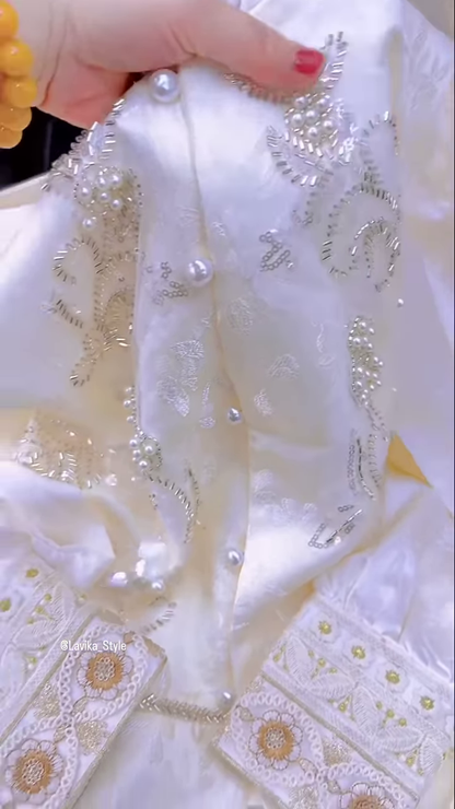 Exquisite Silk and Brocade Top with Pearl and Sequin Embellishments