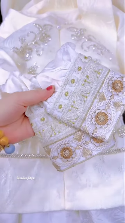 Exquisite Silk and Brocade Top with Pearl and Sequin Embellishments