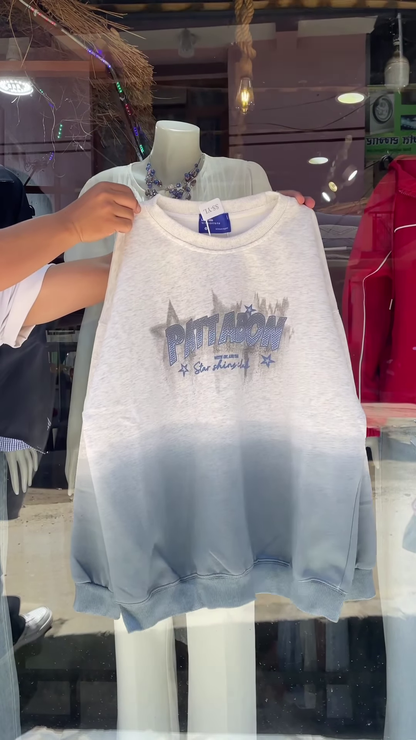 Stylish Pink Ombré Sweatshirt with Bold Graphic Print