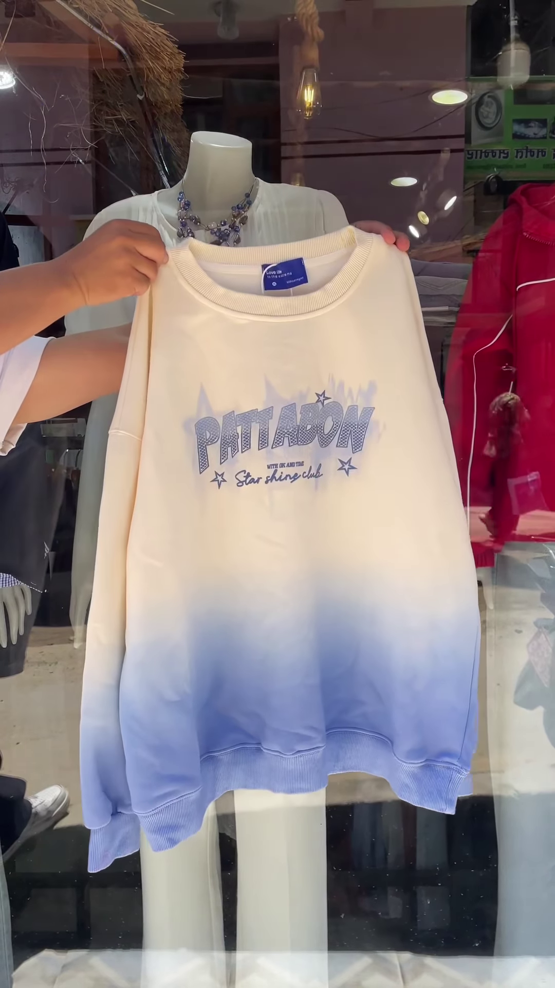 Stylish Pink Ombré Sweatshirt with Bold Graphic Print