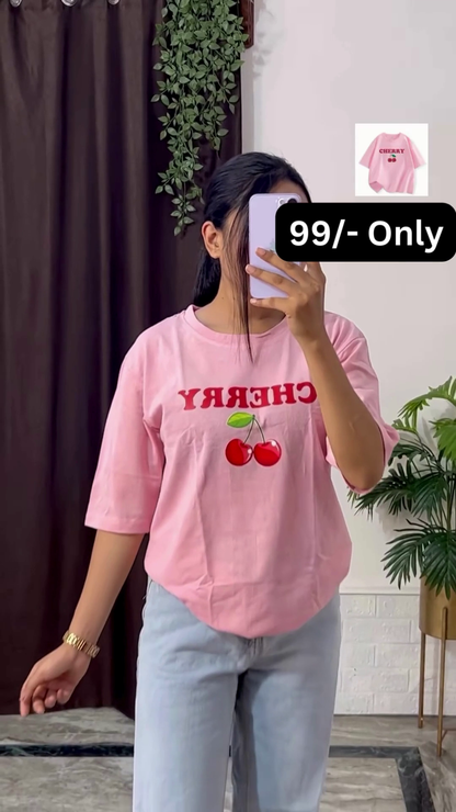 White Graphic T-Shirt with Bold Red and Car Print