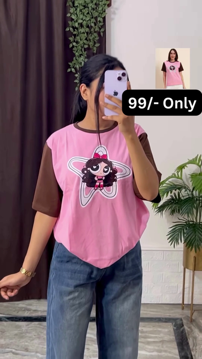 White Graphic T-Shirt with Bold Red and Car Print