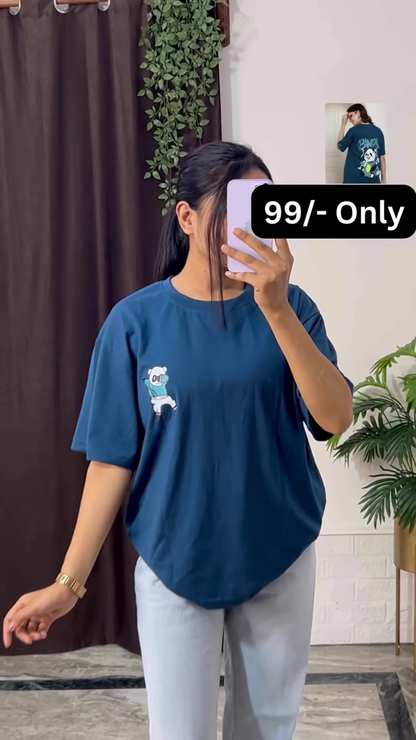 White Graphic T-Shirt with Bold Red and Car Print